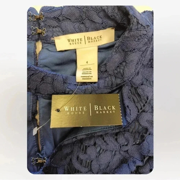 White House Black Market WHBM  Blue Sheath Midi Dress Size 4 - Picture 6 of 10